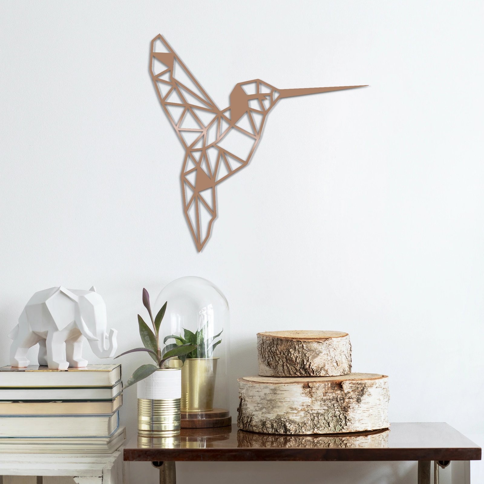 Aksesor dekorativ metalik për mur, zog, ngjyrë bakri, Wallity