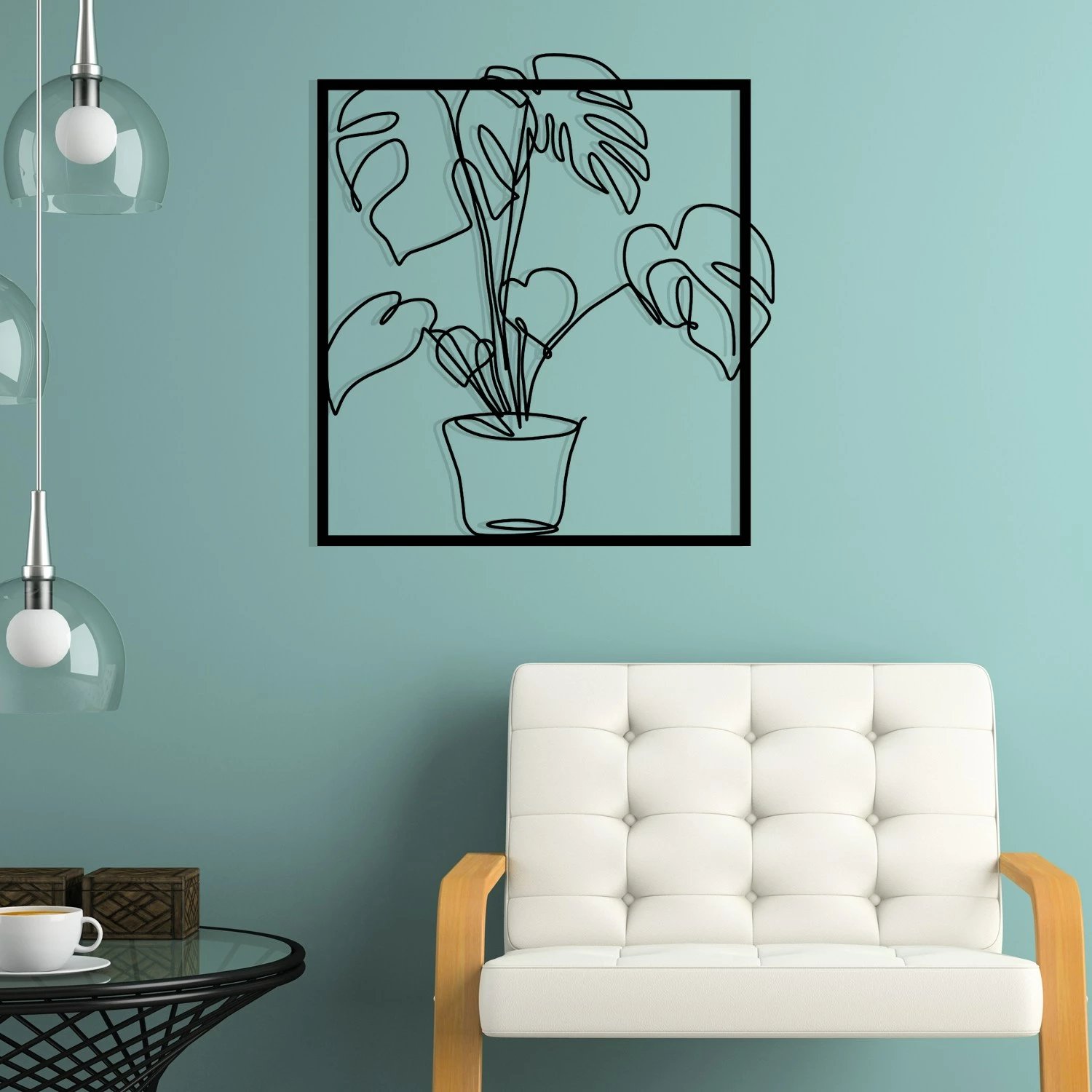 Aksesor dekorativ metalik për mur, Wallity, ngjyrë e zezë, 49x53cm