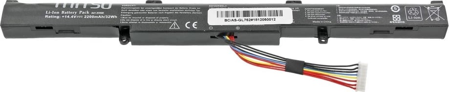 Bateri laptop Mitsu BC/AS-GL752, 2200 mAh, 14.4-14.8V, e zezë