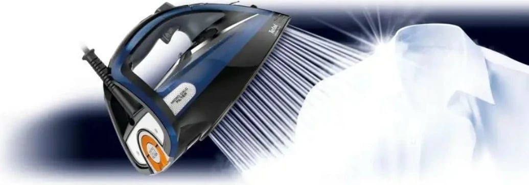Hekur me avull, Tefal, FV9848E0 Ultimate Pure, 3200W, depozitë 350 ml, avull 60 g/min, shpërthim 260 g/min, zi/blu