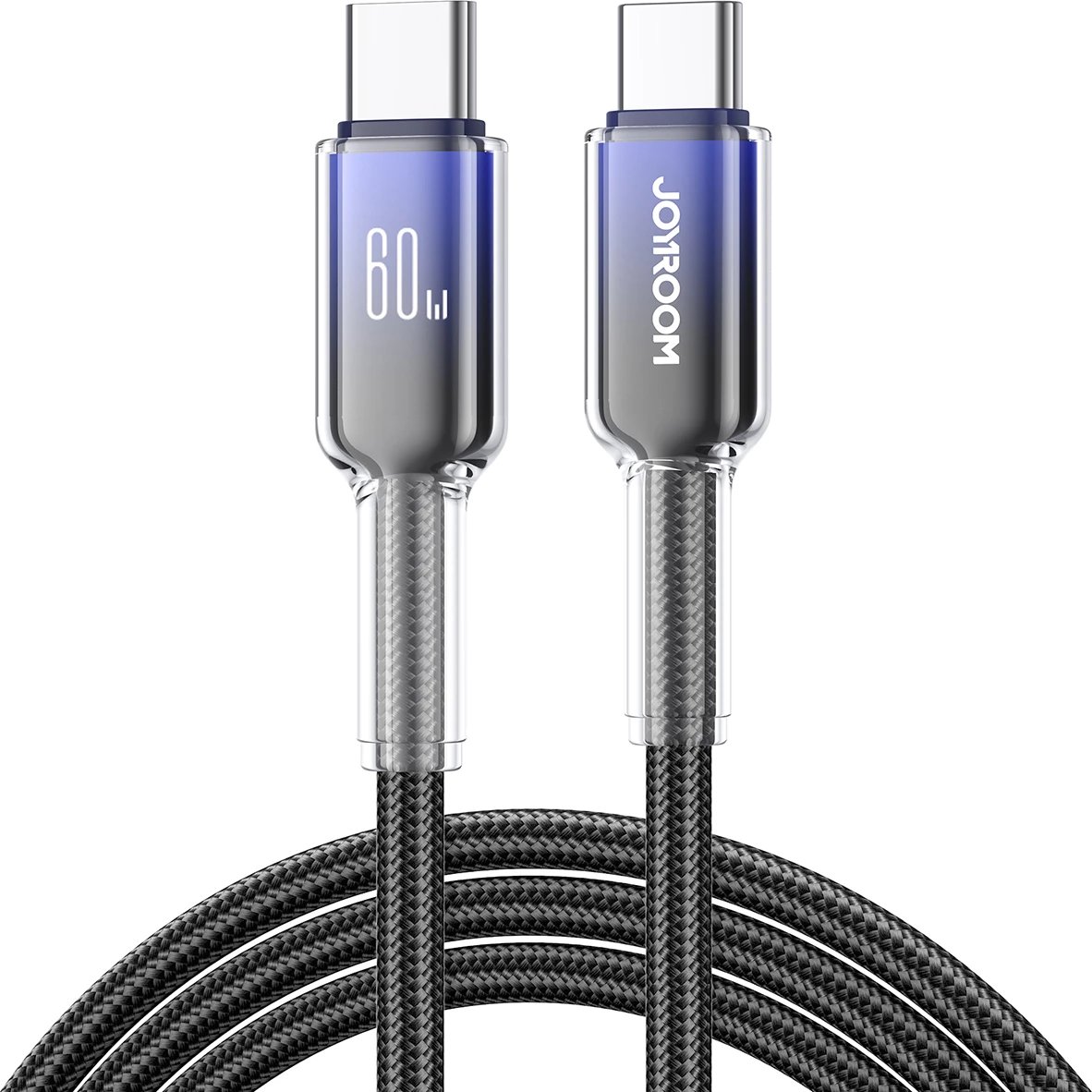 Kabllo USB-C në USB-C Joyroom S-A42 Crystal-Clear Series, 1.2m, 60W, e zezë
