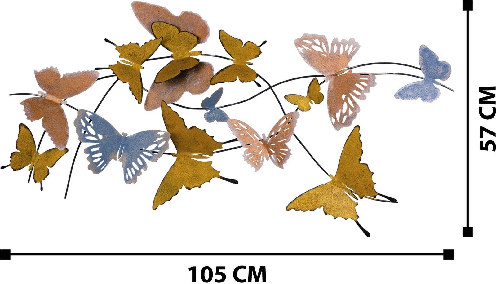 Aksesor dekorativ metalik për mur, flutura, Wallity