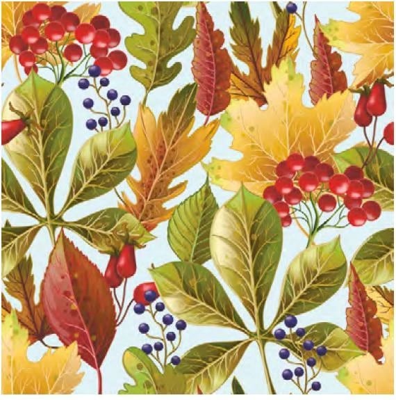 Pako pecetash NEXT 20 copë, 33x33cm, "Wild Sorbus Berries and Forest Leaves"
