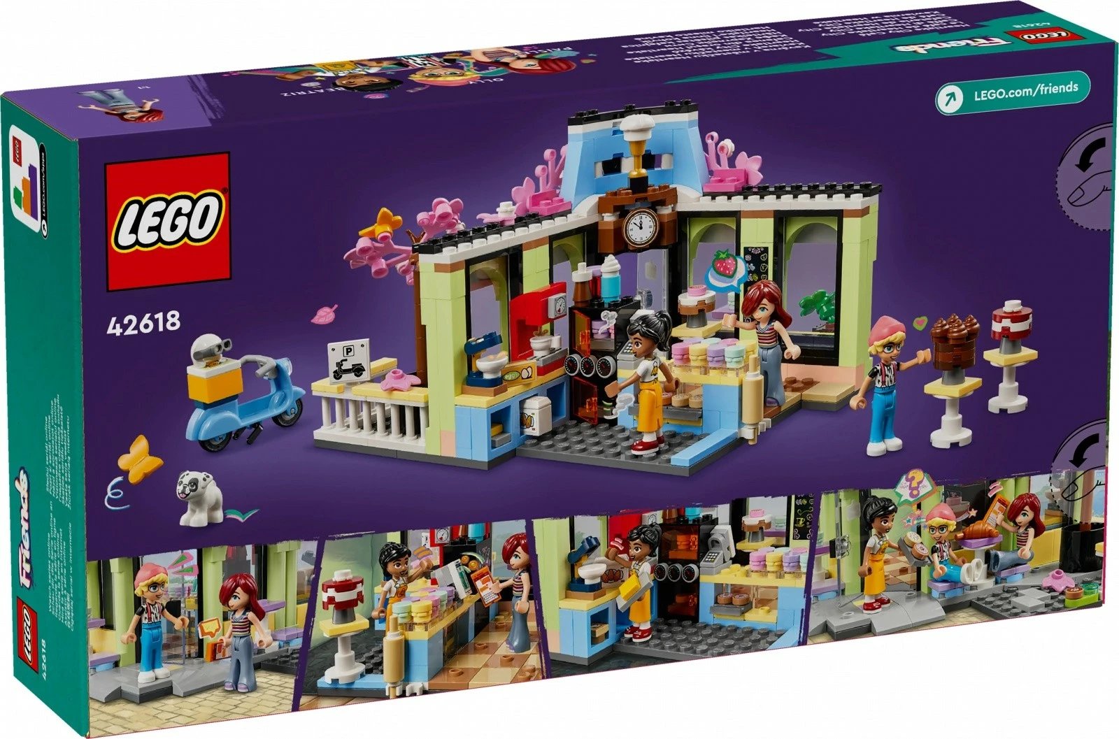 Set LEGO Friends Heartlake Cafe 42618, 426 pjesë, me mini-dollë dhe skuter, plastikë