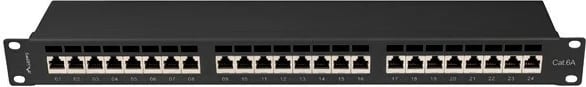 Patchpanel Lanberg PPSA-1024-B, 24 porta, 1U, CAT 6a, zi