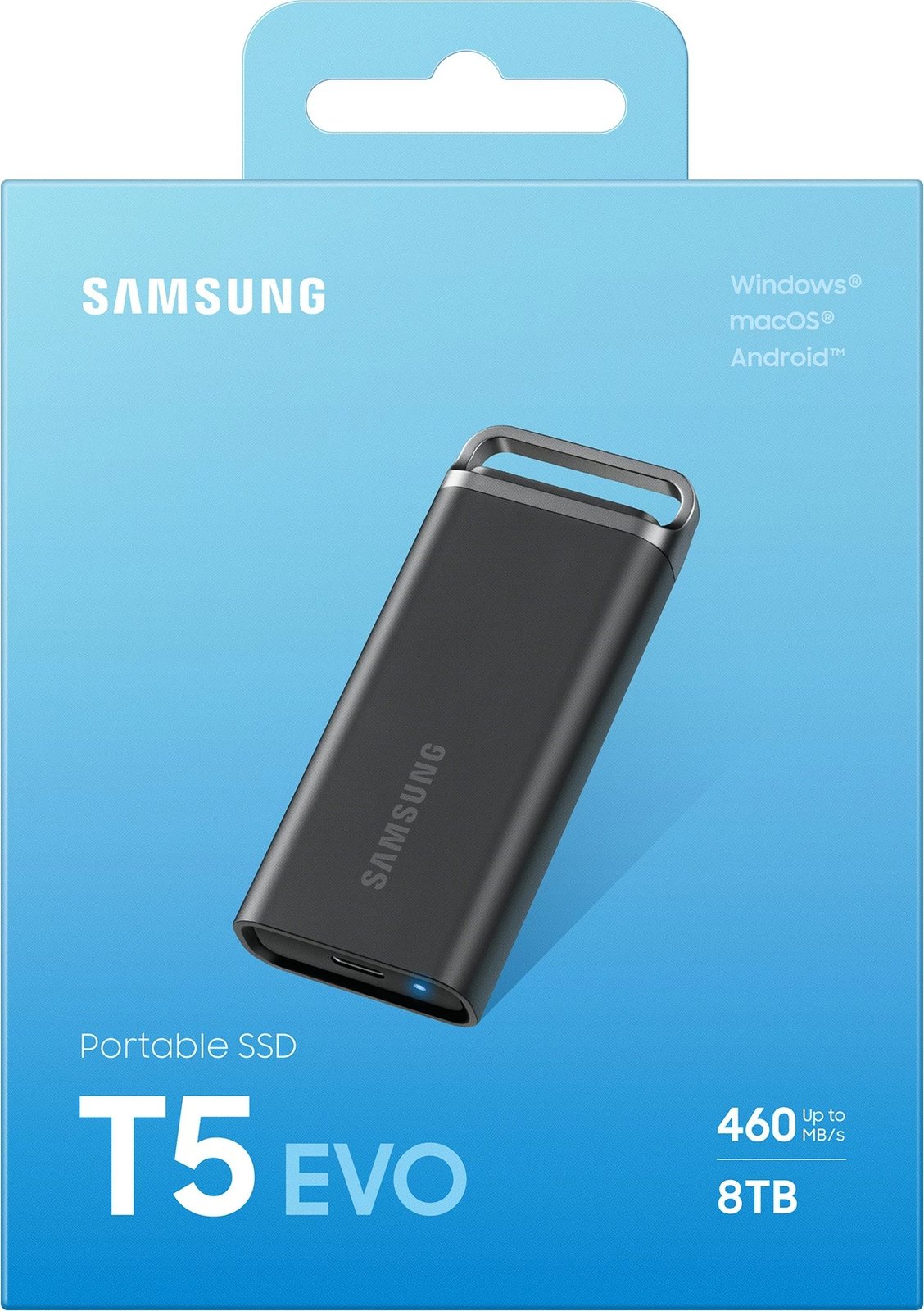 SSD Samsung T5 EVO, 8 TB, 3.2 Gen 1, 460 MB/s, Ngjyrë e zezë