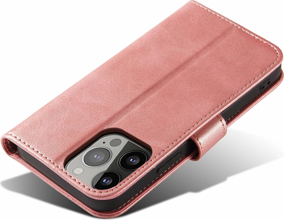 Mbështjellës Hurtel Magnet Case për iPhone 15 Pro, me portofol dhe mbajtëse, Rozë
