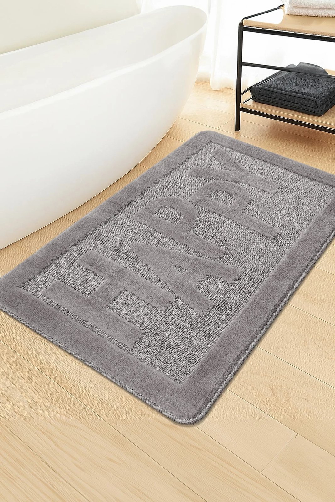 Tapet për banjo Mijölnir, gri, HAPPY, 60x100cm