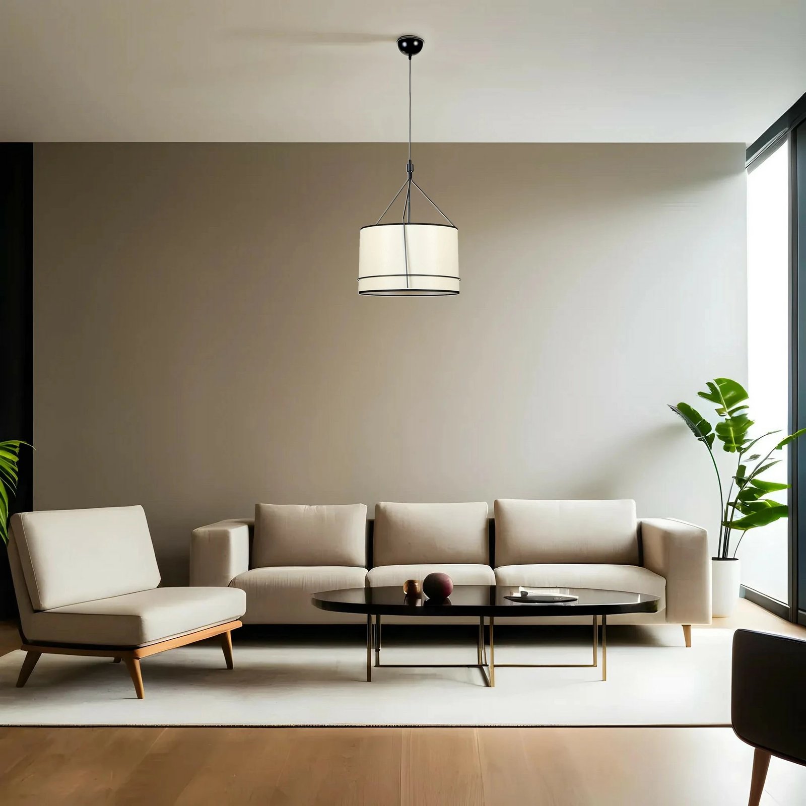 Llambë tavani Opviq, 8802-2, trup metali, kapak stofi, e zezë/krem, 40x70cm Llambë tavani Opviq, 8802-2, trup metali, kapak stofi, e zezë/krem, 40x70cm