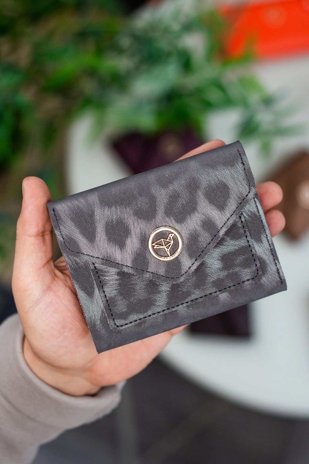 Portofol për gra, Zoozie Bags, ngjyrë antracit, leopard