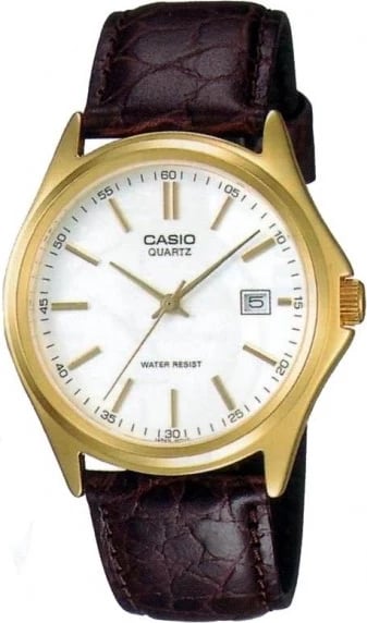 Orë dore për meshkuj CASIO COLLECTION DATE LEATHER, e bardhë