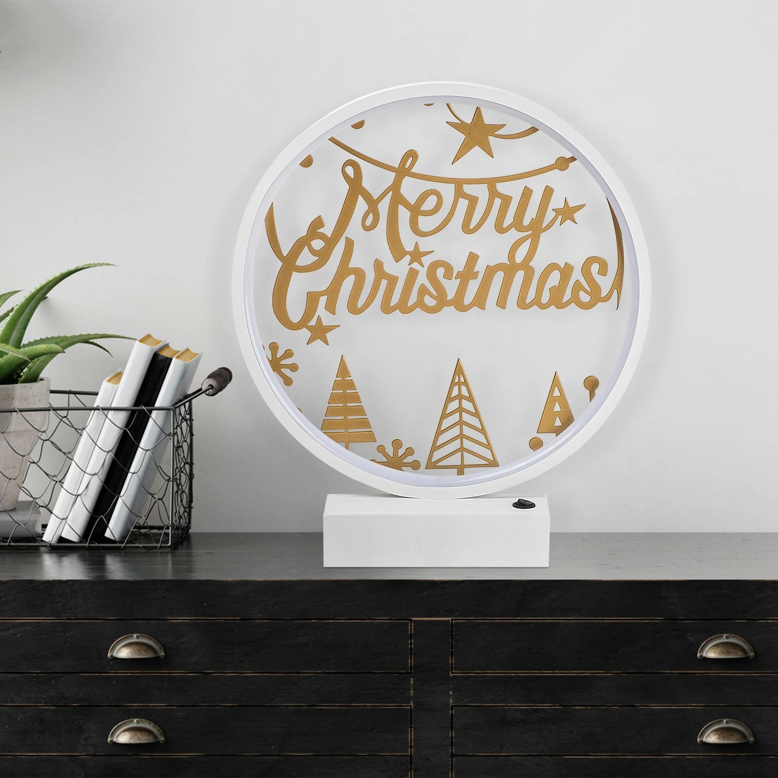 Llambë tavoline Opviq, XMAS12, e bardhë dhe e artë