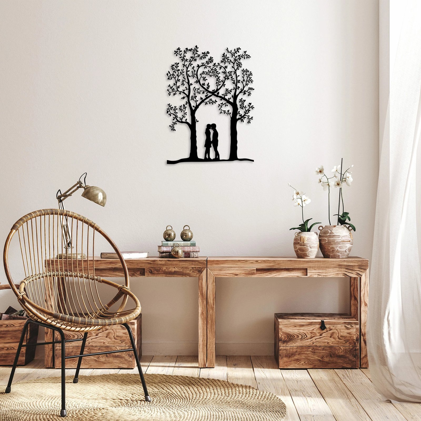 Aksesor dekorativ metalik për mur, Love Garden, Wallity, 46x63cm, i zi