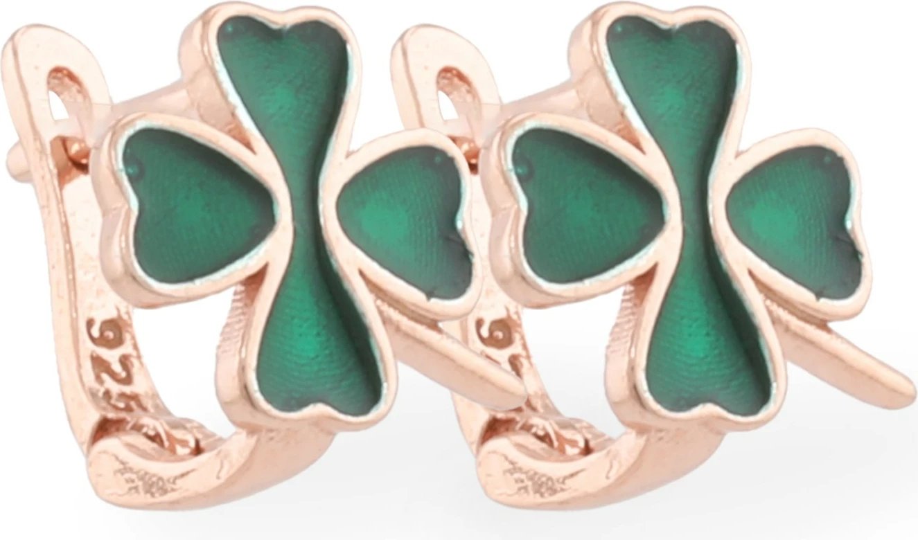 Vathë argjendi Jumeon, ngjyrë ari rozë dhe e gjelbër, 10562YSL