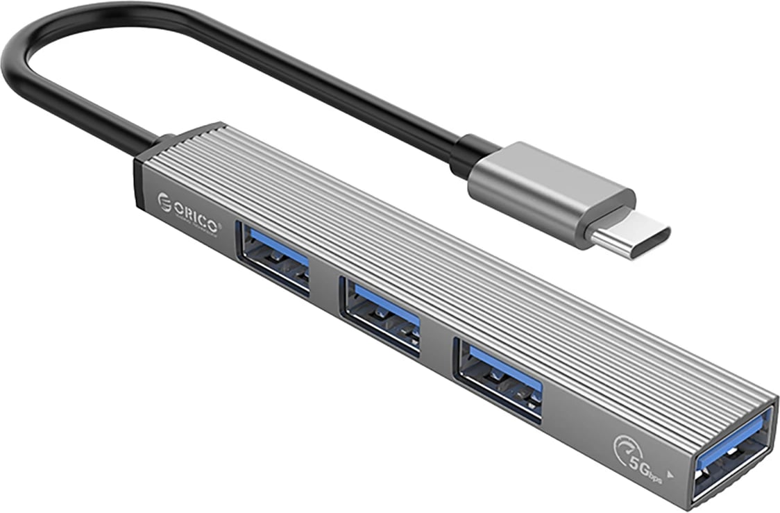 Kasë Orico AH-13, USB-C Hub, 1x USB-A 3.0 + 3x USB-A 2.0, Gri