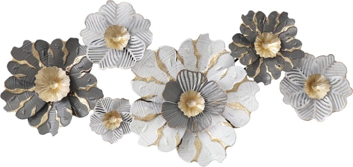 Dekor metalik për mur, ngjyrë ari-bardhë, 131x64x9.5