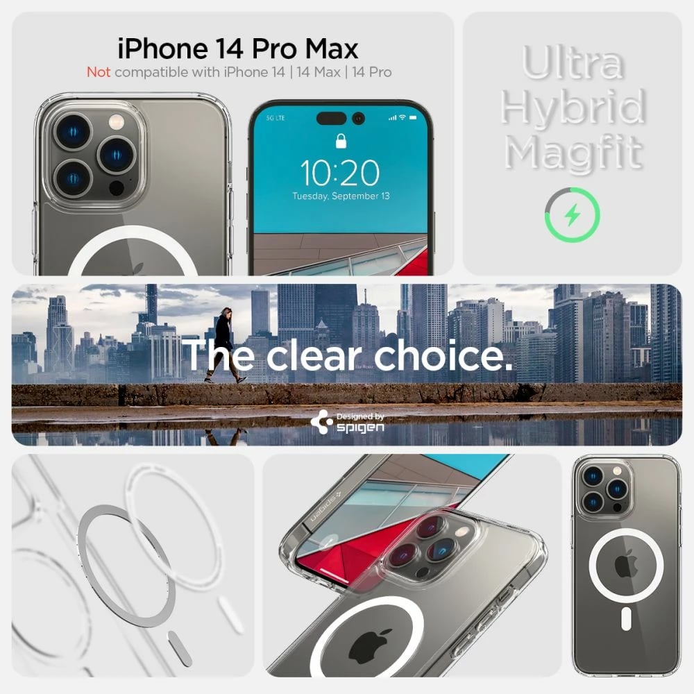 Mbështjellës Spigen Ultra Hybrid Mag për iPhone 14 Pro Max, Transparent/Bardhë