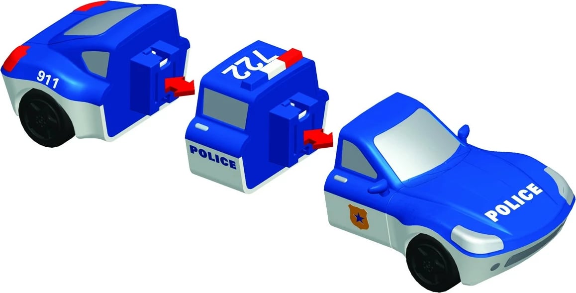 Set lodrash magnetike MalBlo, MALIK, 0316, 3 automjete policie, Blu