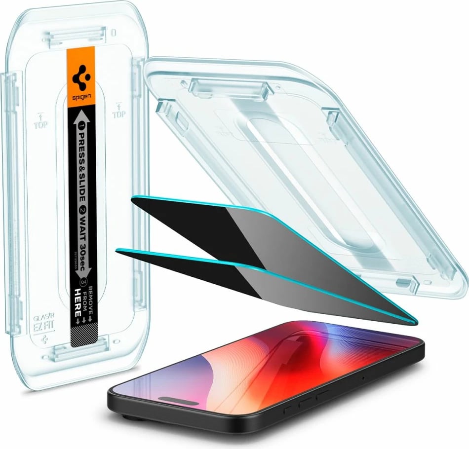Xham mbrojtës Spigen Glas.tR EZ Fit Privacy për iPhone 16 Pro, 2 copë
