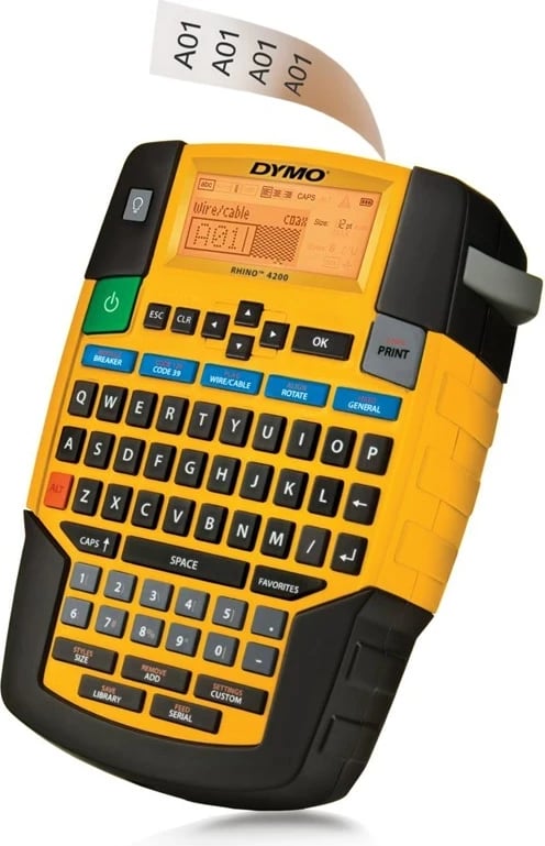 Printer etiketa DYMO RHINO 4200, QWERTY, Verdhë