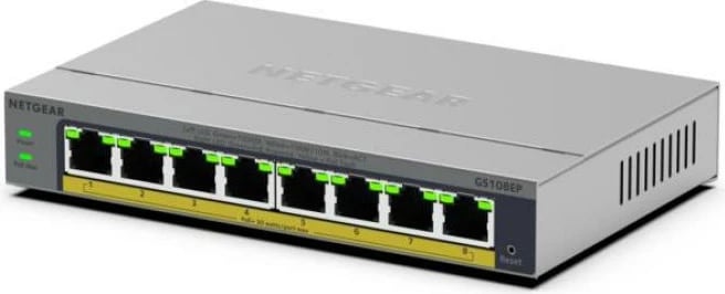 Switch, Netgear, GS108EP-100EUS, 8 porte, 100Mbps, gri