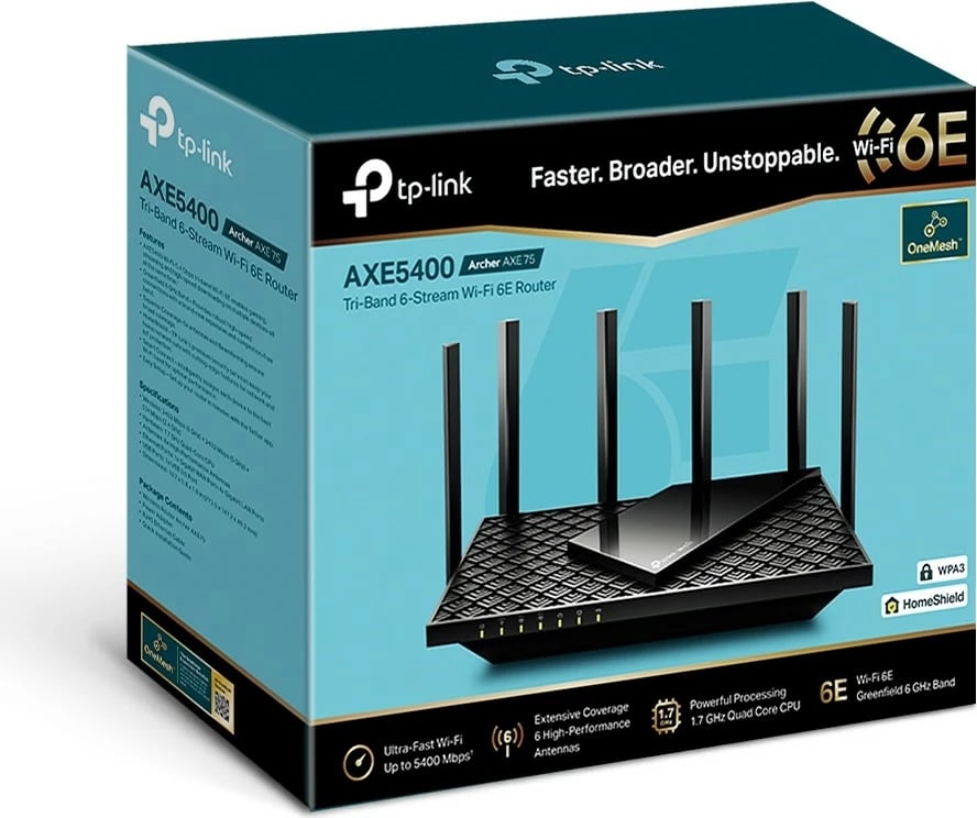 Router TP-Link Archer AXE5400, Wi-Fi 6E, Tri-band, Ethernet LAN, i zi