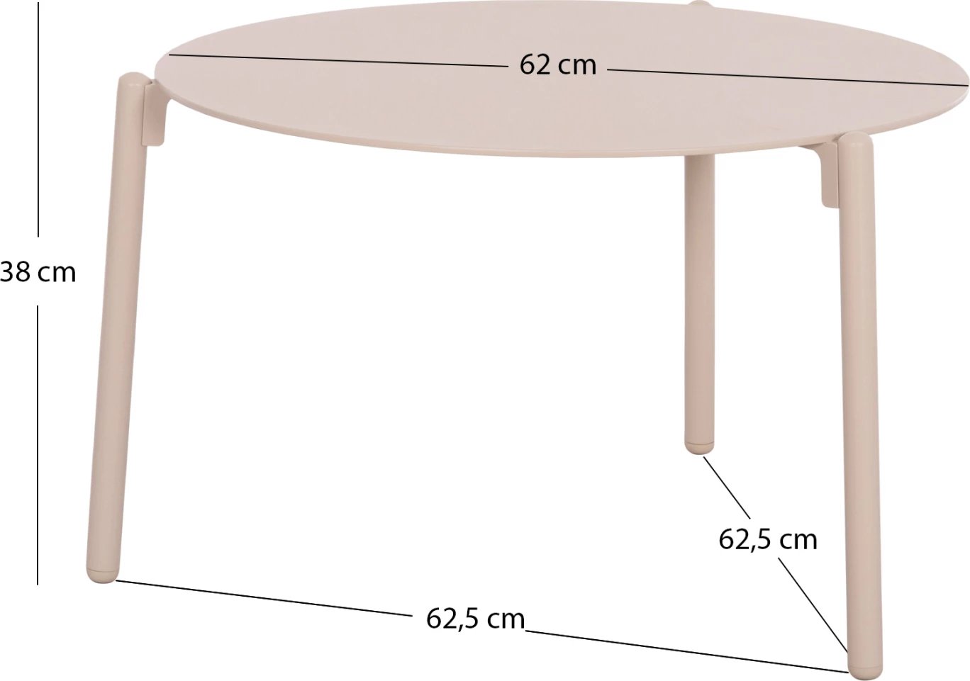 Tavolinë kafeje alumini, ngjyrë krem, ALBERTA CD6357, 62.5x62.5x38cm