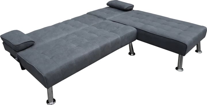 Kënd divan krevati, pëlhurë ngjyrë antracit, 200x146x75cm