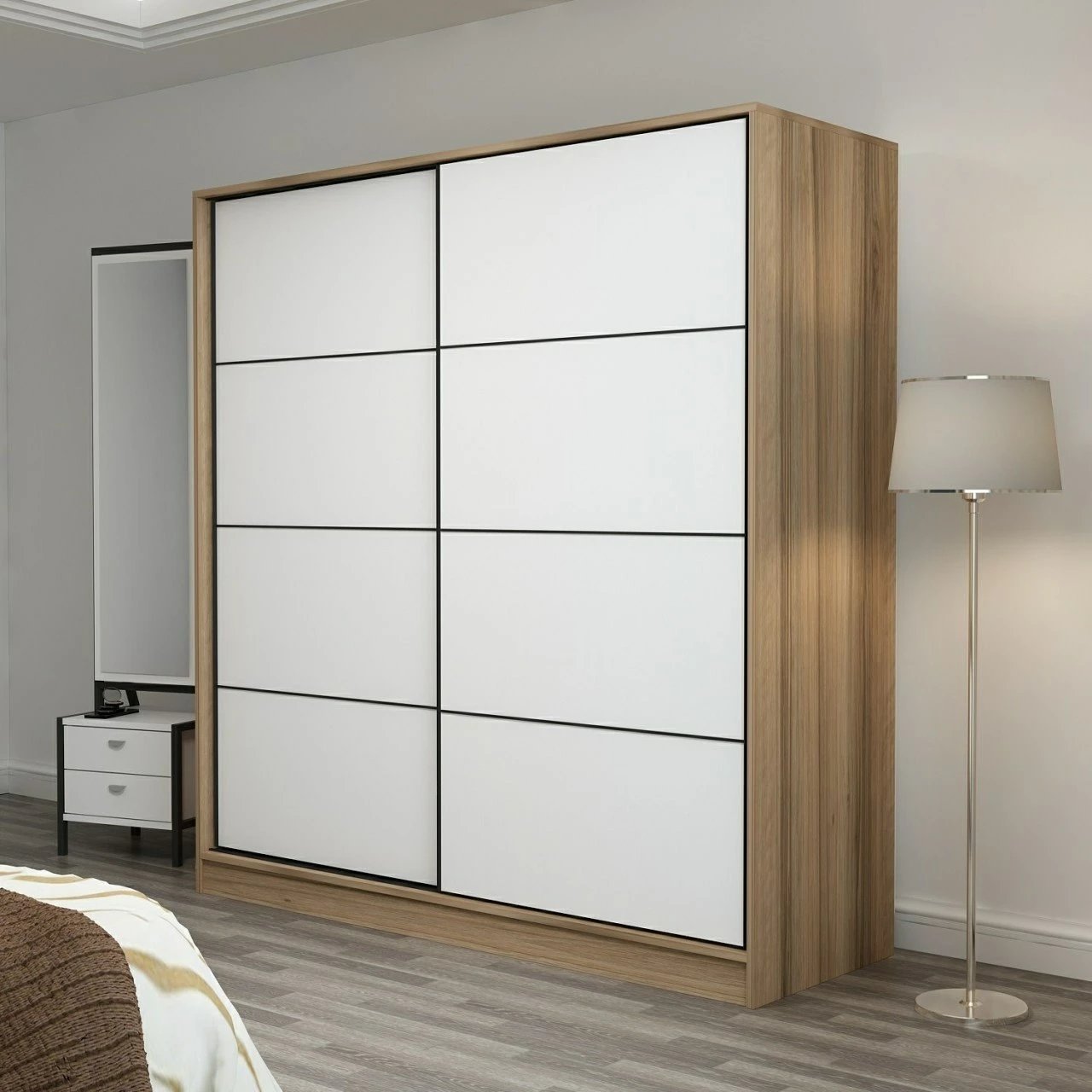 Dollap Skye Decor, i bardhë-dore, 180x210x52cm