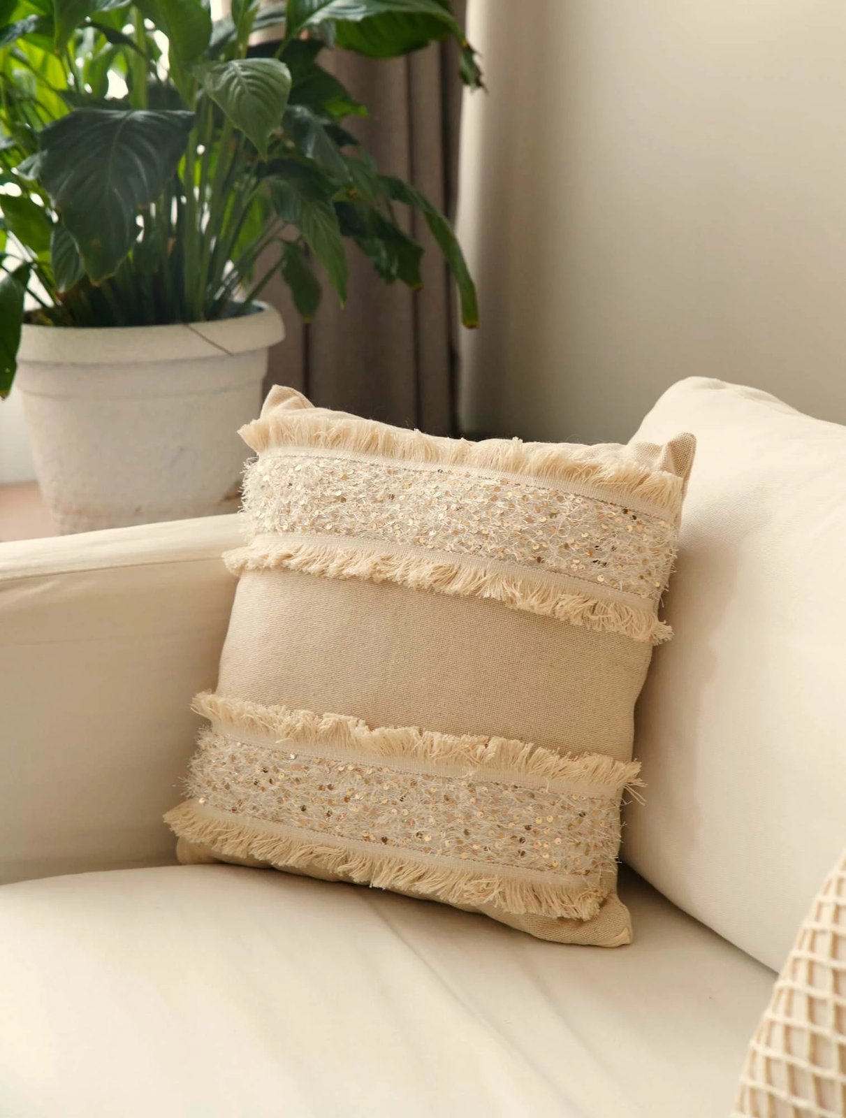 Jastëkëmbulesë bezhë Evila Originals, KET001, 43x43cm