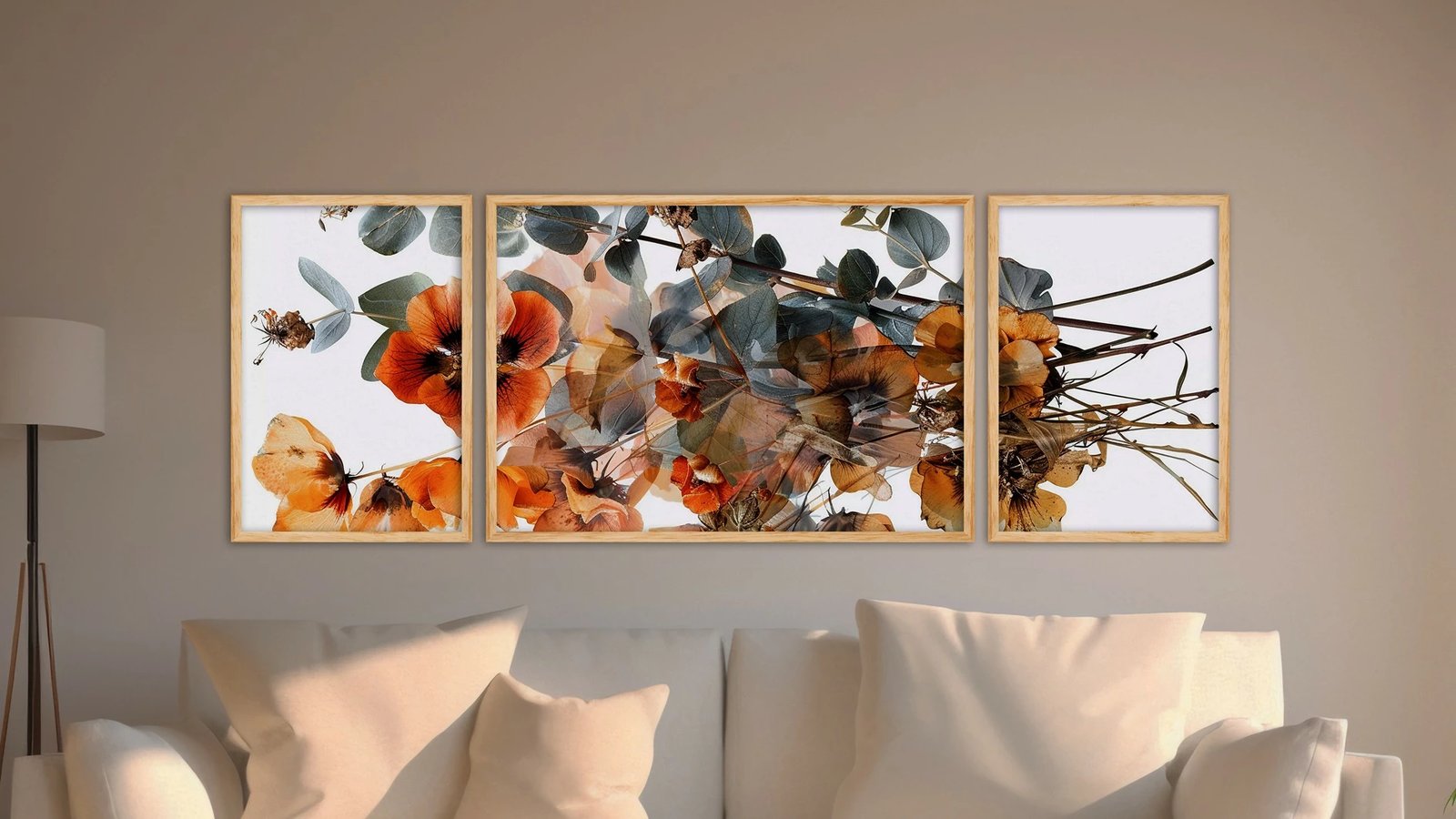 Pikturë dekorative me kornizë, 3 pjesë, Wallity, Huhu307, 50x140