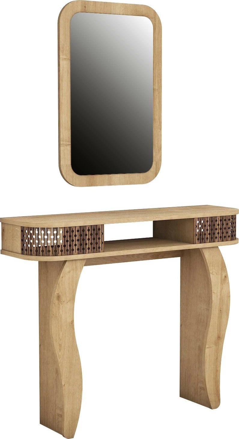 Komodë me pasqyrë Hanah Home, Damla, ngjyrë lisi