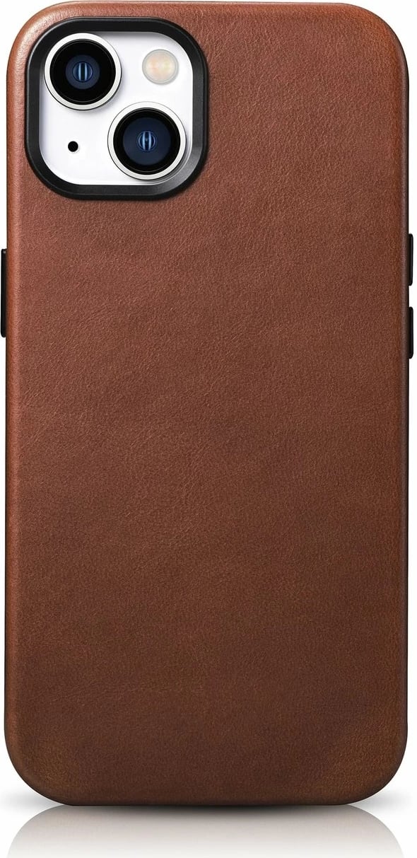 Mbështjellës iCarer Oil Wax Premium Leather për iPhone 14 Plus me MagSafe, Kafe