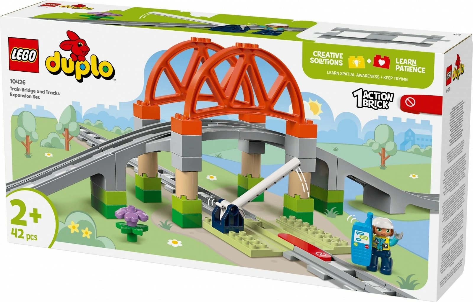 Set lodrash LEGO DUPLO Bridge and Railway Tracks 10426, 42 pjesë, plastikë