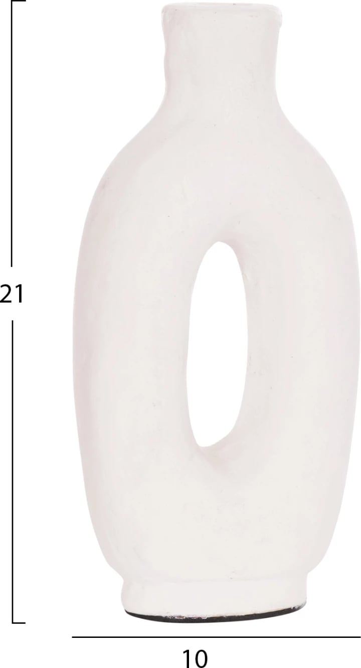 Vazo dekorative CLAYVON, terrakotë, ngjyrë e bardhë, 10x5x21cm