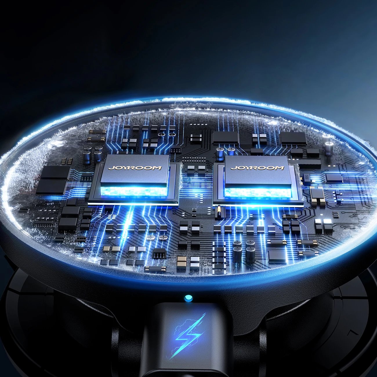 Mbajtës magnetik me karikues wireless Joyroom JR-ZS408 për makinë, 15W, i zi