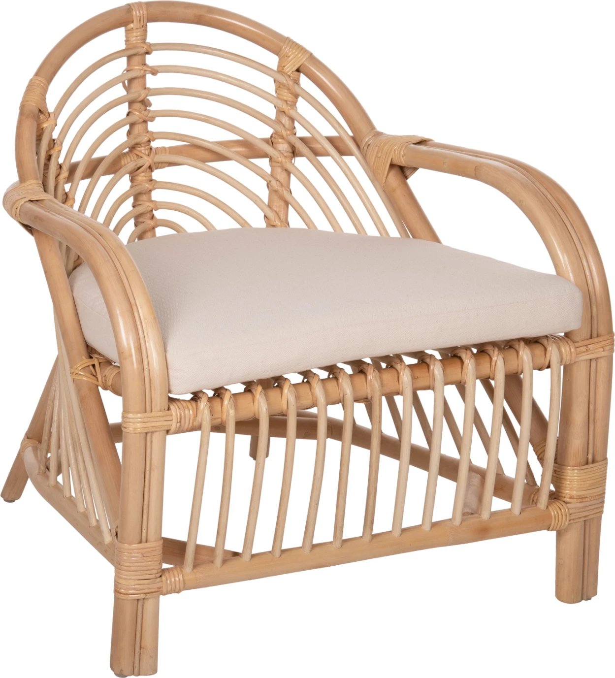 Karrige për krah FEMUR FH9837 rattan, jastëk ngjyrë bardhë, 72x66x75 cm