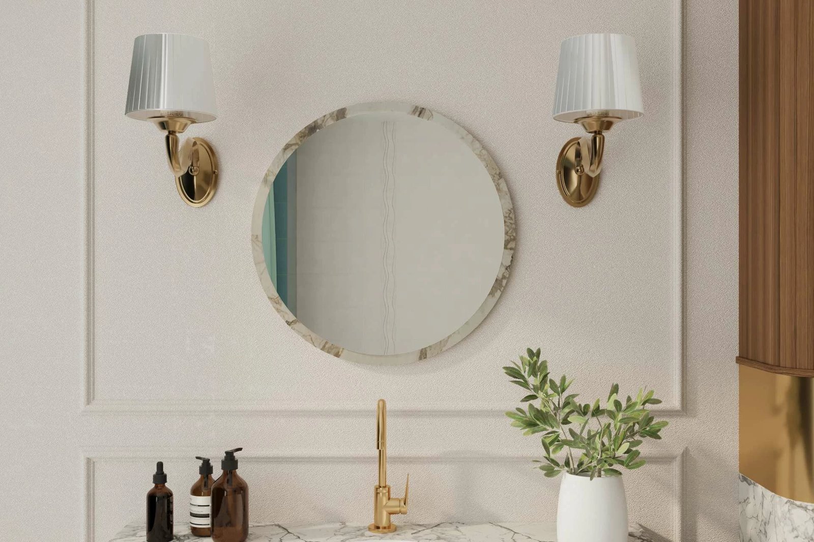 Pasqyrë dekorative, ngjyrë mermeri, Skye Decor, 60x60cm