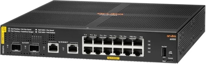 Switch Aruba Hewlett Packard Enterprise 6000 R8N89A, 12 porte, 2 SFP, pa ventilator, i zi