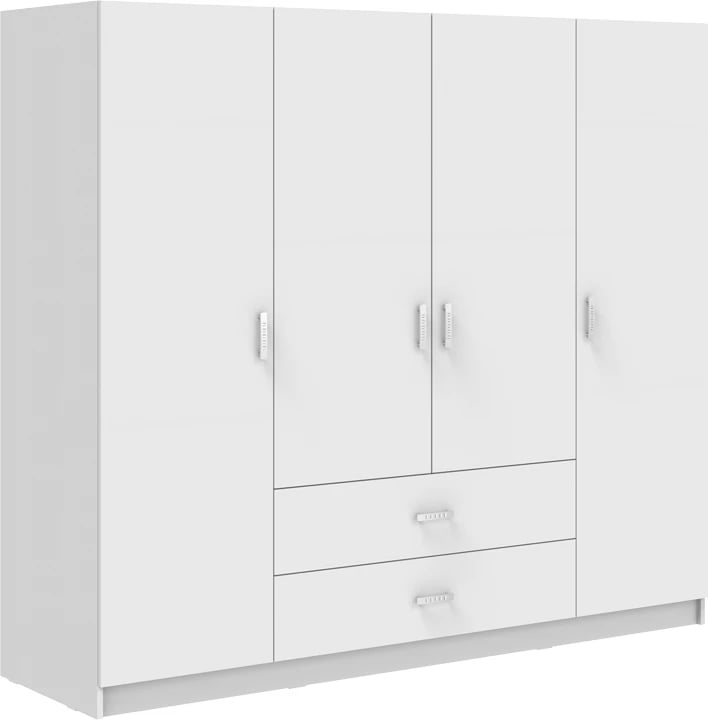 Dollap Royal me katër dyer, ngjyrë e bardhë, 200x58x177cm