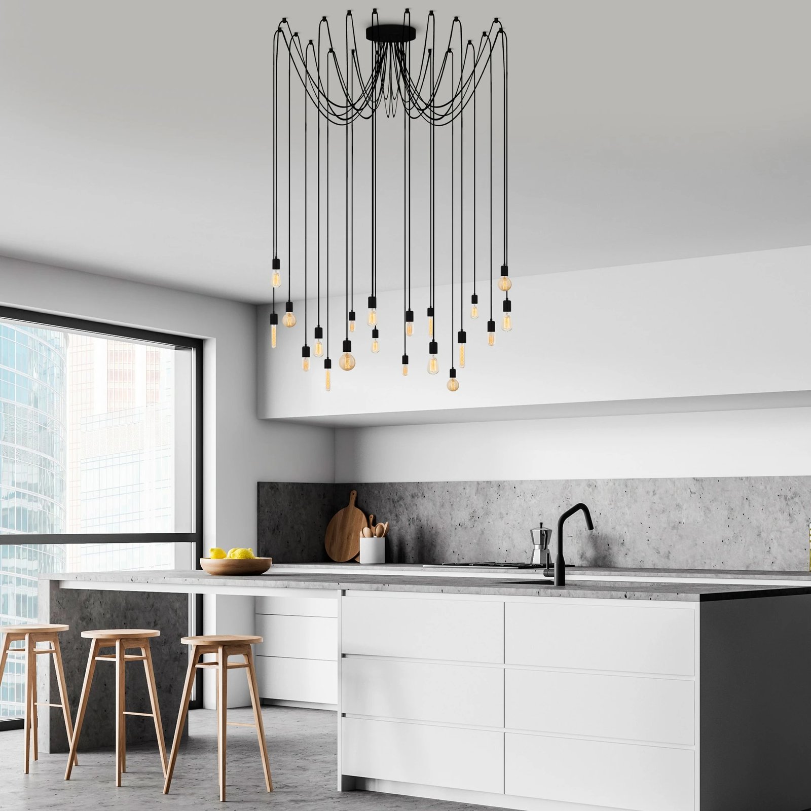 Llambë varëse moderne, e zezë, Opviq Kabluni MR-932