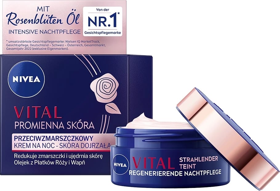 Krem nate anti-rrudhë Nivea Vital Radiant Skin për femra, 50ml