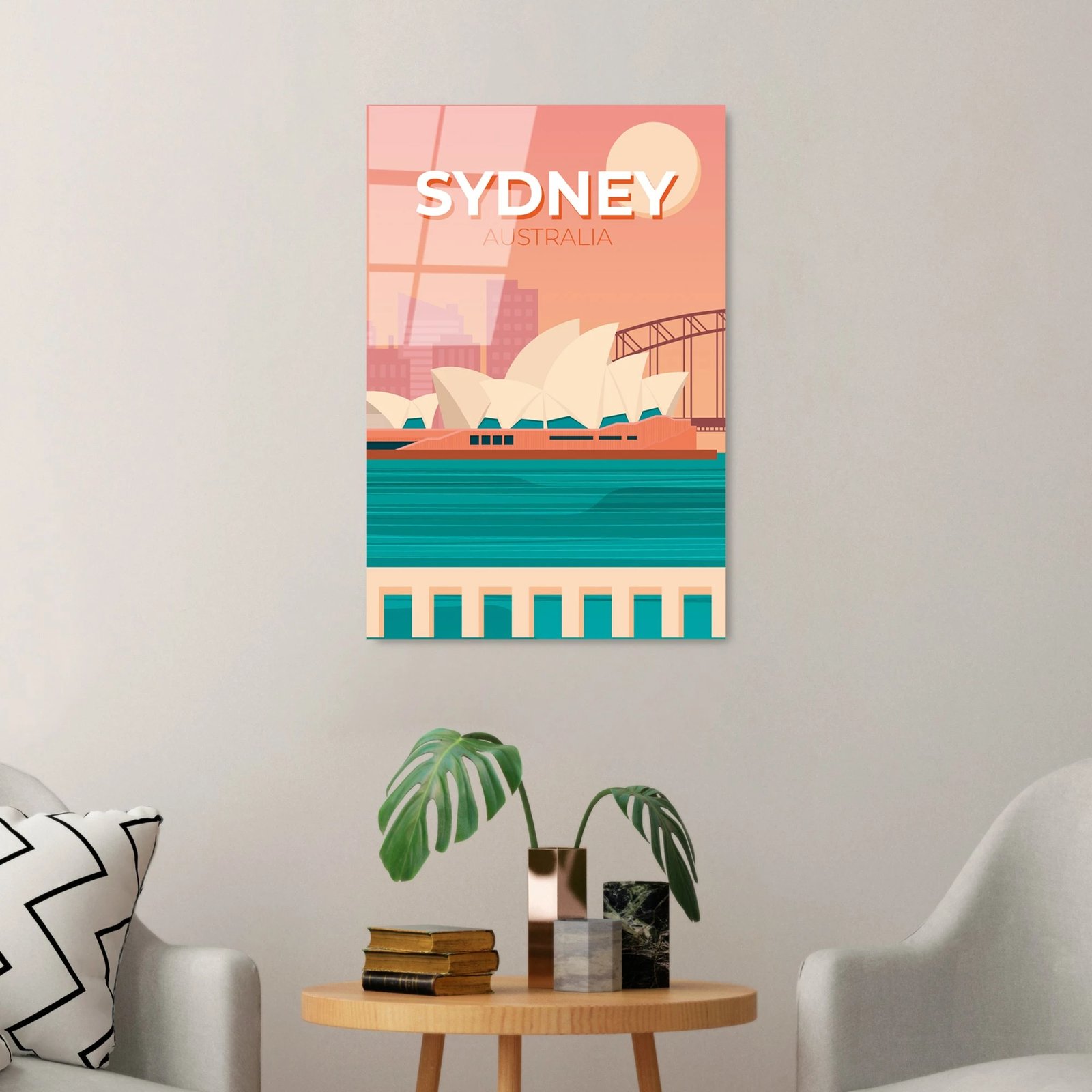 Pikturë dekorative prej xhami të temperuar, shumëngjyrëshe, 30x45cm, Sydney Australia