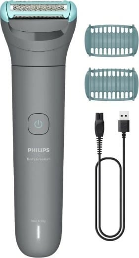 Trimmer trupi Philips Series 3000 BG3480/15, Wet & Dry, bateri 80 min, prerje 0.2 mm, krehra 2/3 mm, USB-A, gri