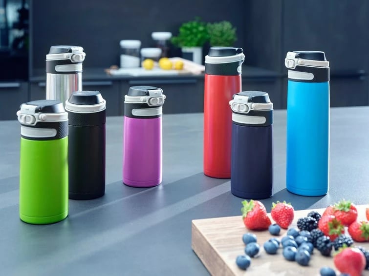 Gotë termike Leifheit 3247, 350 ml, inox, e zezë/blu Gotë termike Leifheit 3247, 350 ml, inox, e zezë/blu