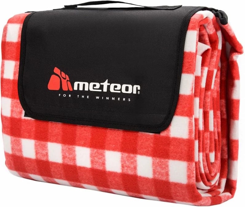 Batani për piknik Meteor 200x200cm XXL me katrore të kuqe dhe të bardha