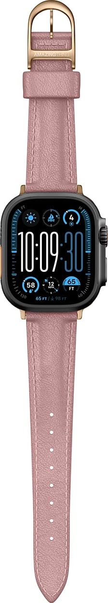 Rrip lëkure për Apple Watch AmazingThing Class Band, 45/46/49 mm, Rozë