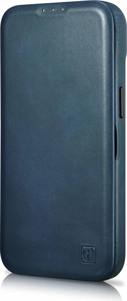 Mbështjellës iCarer Oil Wax Premium Leather Folio për iPhone 14 Plus, MagSafe, kaltër