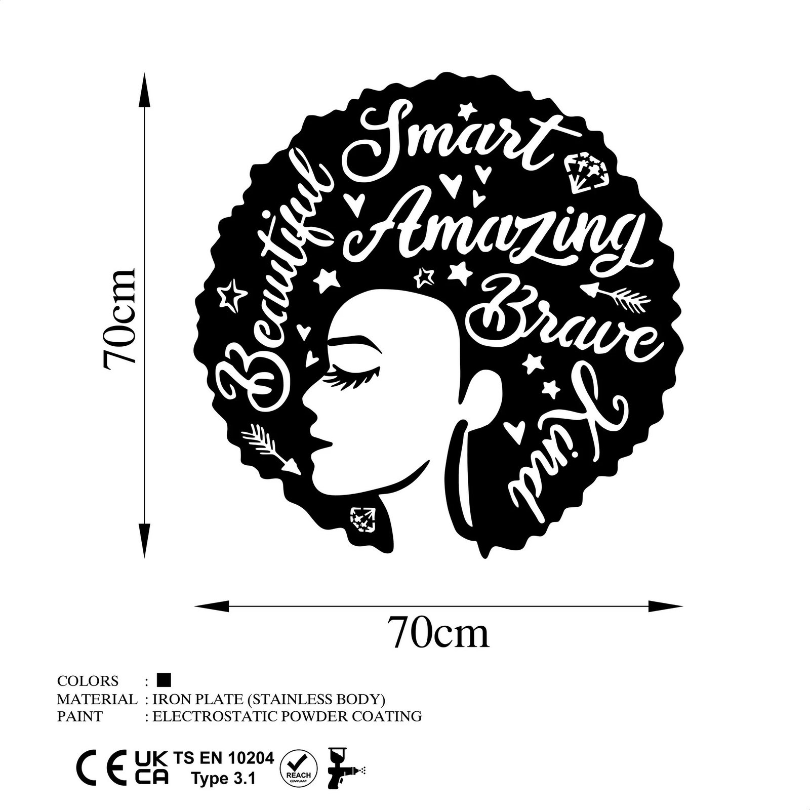 Aksesor dekorativ metalik për mur, Wallity, grua 1