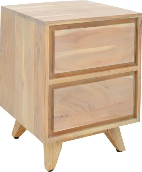 Komodinë anës krevati Emira, dru akacie, ngjyrë natyrale, 40x40x54cm